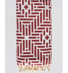 Jeté Rouge cardinal 1.94m*2.8m Fouta Tunisia - 2