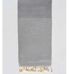 Jeté gris au fil lurex argent Fouta Tunisia - 1