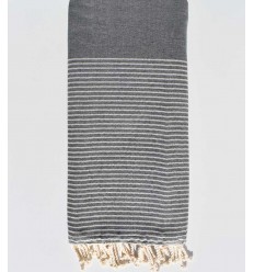 Jeté gris ardoise au fil lurex argent Fouta Tunisia - 2 2