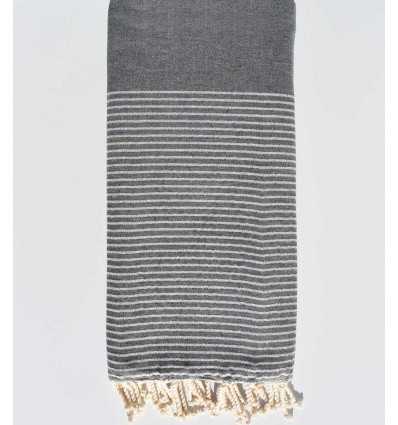 Jeté gris ardoise au fil lurex argent Fouta Tunisia - 1