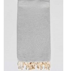 Jeté gris clair avec lurex Fouta Tunisia - 1 2