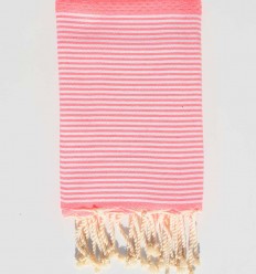 Serviette de plage enfant nid d'abeille rose fluo Fouta Tunisia - 1