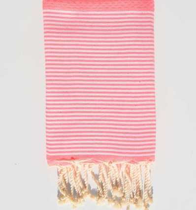 Serviette de plage enfant nid d'abeille rose fluo