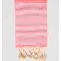 Serviette de plage enfant nid d'abeille rose fluo Fouta Tunisia - 1