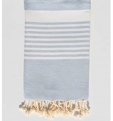 Fouta arthur bleu fumée rayée blanc  - 1