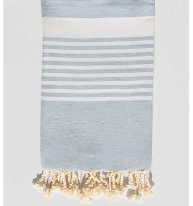 Fouta arthur bleu fumée rayée blanc