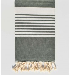 Serviette de plage arthur vert militaire Fouta Tunisia - 1