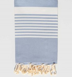 Serviette de plage arthur bleu charron Fouta Tunisia - 1