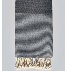 Fouta Lurex nid d'abeille gris moyen Fouta Tunisia - 1
