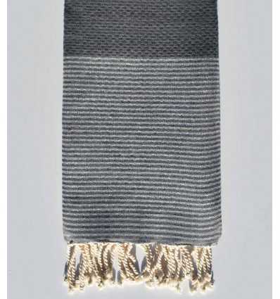 Fouta Lurex nid d'abeille gris moyen