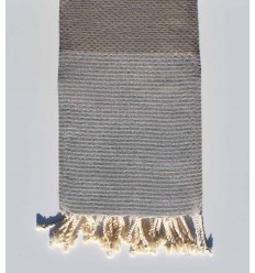 Serviette de plage nid d'abeille taupe avec lurex Fouta Tunisia - 1