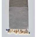 Serviette de plage nid d'abeille taupe avec lurex Fouta Tunisia - 1