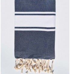 serviette de plage bleu denim Fouta Tunisia - 1