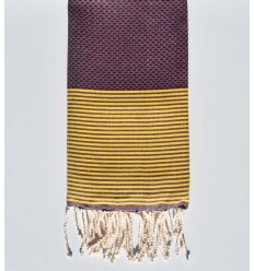 Serviette de plage nid d'abeille byzantium rayée jaune  - 1