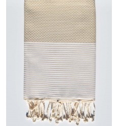Fouta nid d'abeille écru  - 1