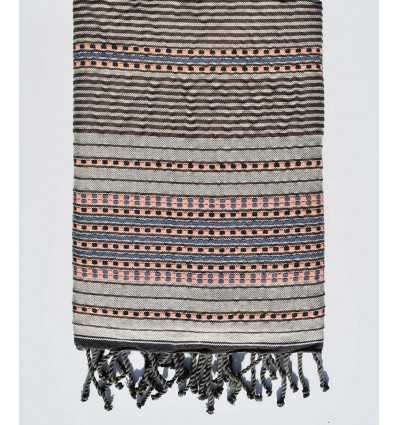 Fouta arabesque rayures marron