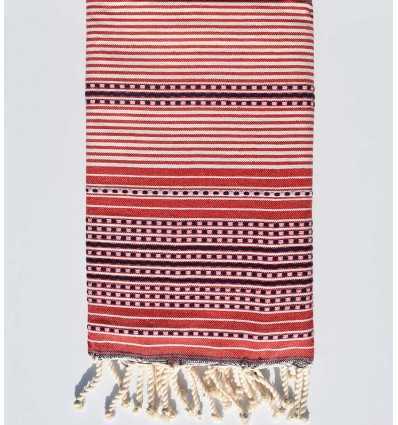 Fouta arabesque rayée rouge