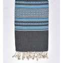 Fouta arabesque bleu foncé avec rayures bleu Fouta Tunisia - 3