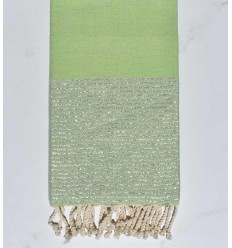 FOUTA plate vert clair au fil lurex argenté Fouta Tunisia - 1