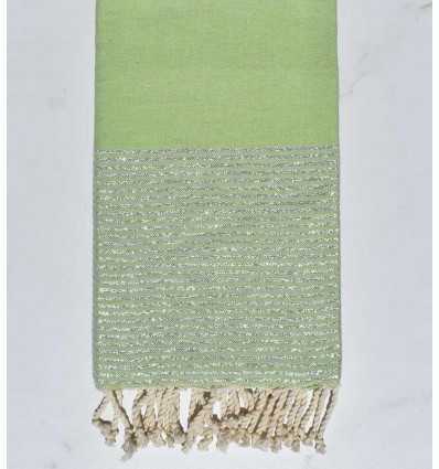 FOUTA plate vert clair au fil lurex argenté