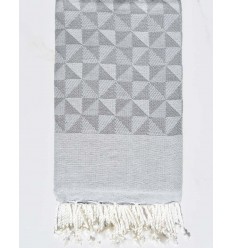 Fouta jacquard géométrique gris et gris clair Fouta Tunisia - 1