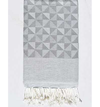 Fouta jacquard géométrique gris et gris clair