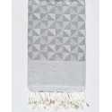 Fouta jacquard géométrique gris et gris clair Fouta Tunisia - 1