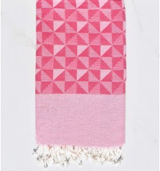Fouta jacquard géométrique rose et rose clair Fouta Tunisia - 1