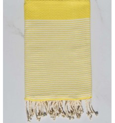 Fouta nid d'abeille jaune pale flashy Fouta Tunisia - 1