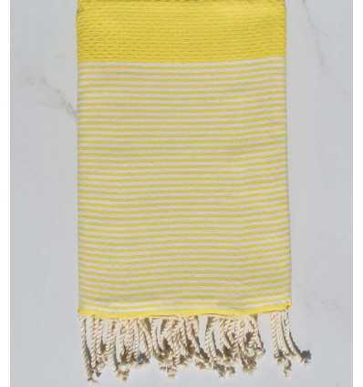 Fouta nid d'abeille jaune pale flashy