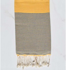 Fouta nid d'abeille ocre jaune  - 1