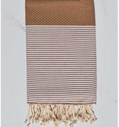 Fouta nid d'abeille ocre marron