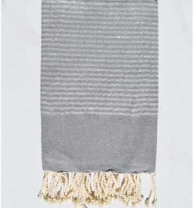 Fouta plate gris acier au fil lurex argent