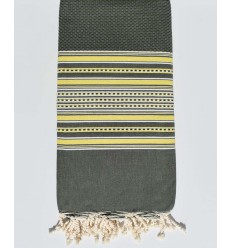 Jeté vert militaire avec rayures  - 1