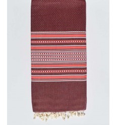 Jeté Arabesque rouge bordeaux rayée Incarnat  - 1