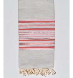 Jeté Arabesque gris clair mélangé rayée Incarnat Fouta Tunisia - 1