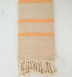 Chevron beige et orange clair Fouta Tunisia - 1