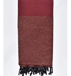 Jeté rouge bordeaux au fil lurex doré Fouta Tunisia - 1