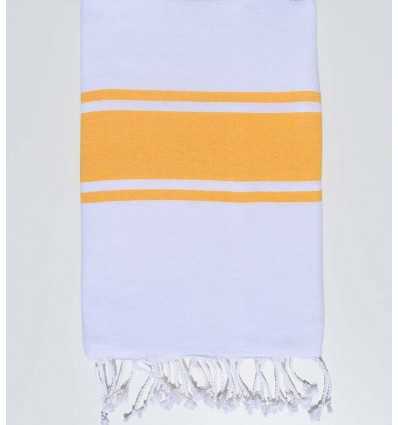 Fouta Plate Blanche Bandes jaune