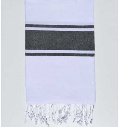 Fouta plate blanche bandes anthracite