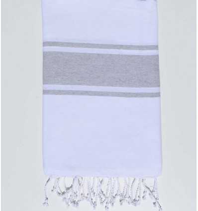 Fouta plate blanche rayée gris Fouta Tunisia - 3
