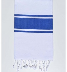 Fouta plate blanche bandes bleu Fouta Tunisia - 1 2