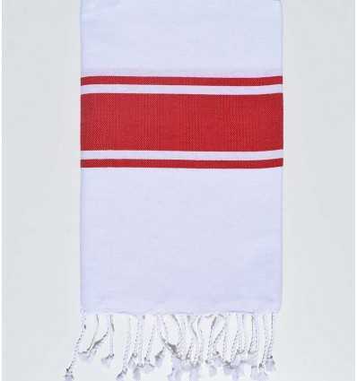 Fouta plate blanche bandes rouge Fouta Tunisia - 2
