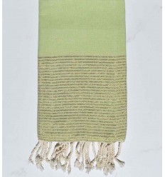 Fouta plate vert clair avec lurex doré Fouta Tunisia - 1