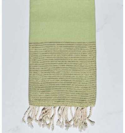 Fouta plate vert clair avec lurex doré