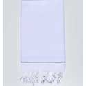 Fouta unie blanche avec une bande lurex argent aux extrémités Fouta Tunisia - 1