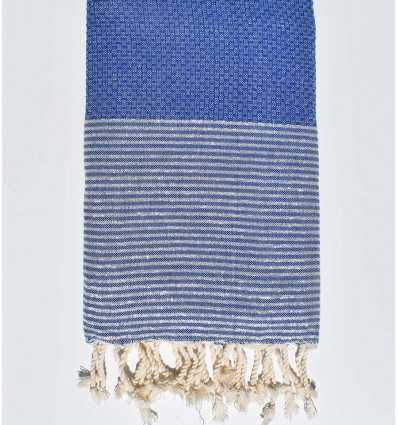 FOUTA Lurex NID D'ABEILLE bleu de cobalt