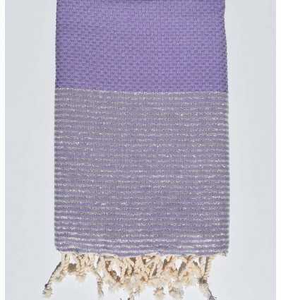 Fouta en nid d'abeille mauve avec lurex argent