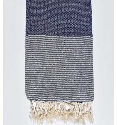 Fouta Lurex nid d'abeille bleu foncé