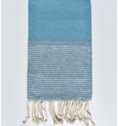 Fouta plate bleu bondi avec lurex Fouta Tunisia - 1
